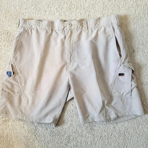 Hook & Tackle Fishing Shorts 42 Mens Khaki Cargo Style 9" Inseam Stretch